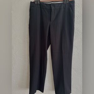Norma Kamali Indigo Pinstripe Career Trousers Size 10 Stretch Work Pants